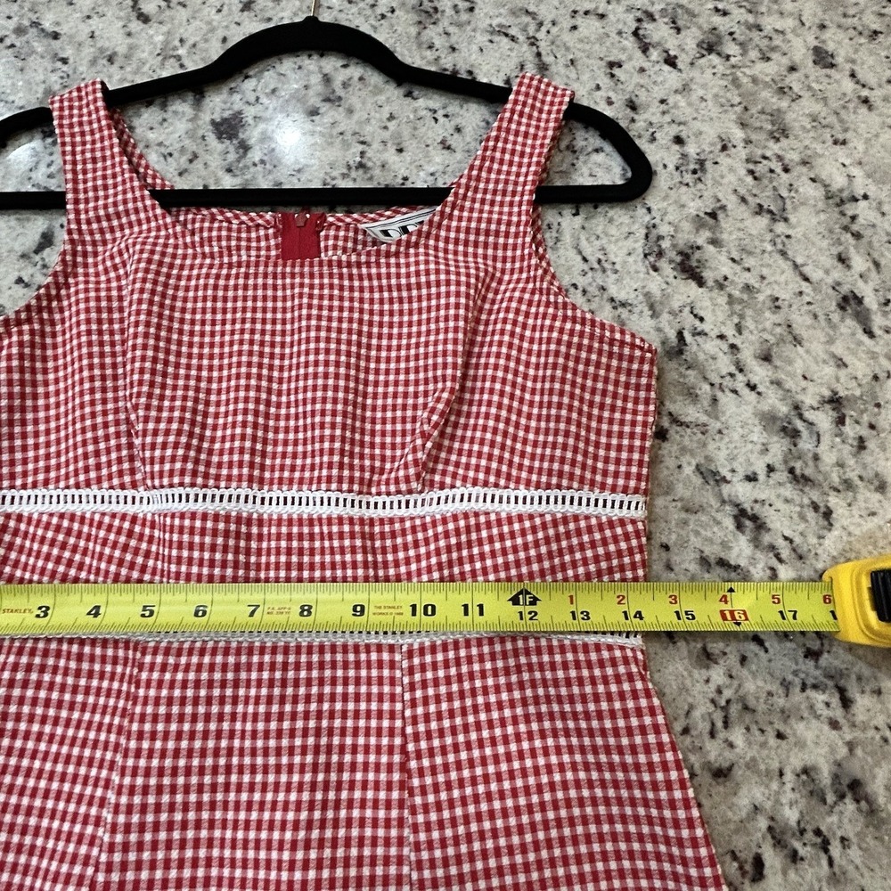 DBY 90's Vintage Red Gingham Checked Mini Dress Retro Boho Chic Summer Dress S‎ - Picture 5 of 9